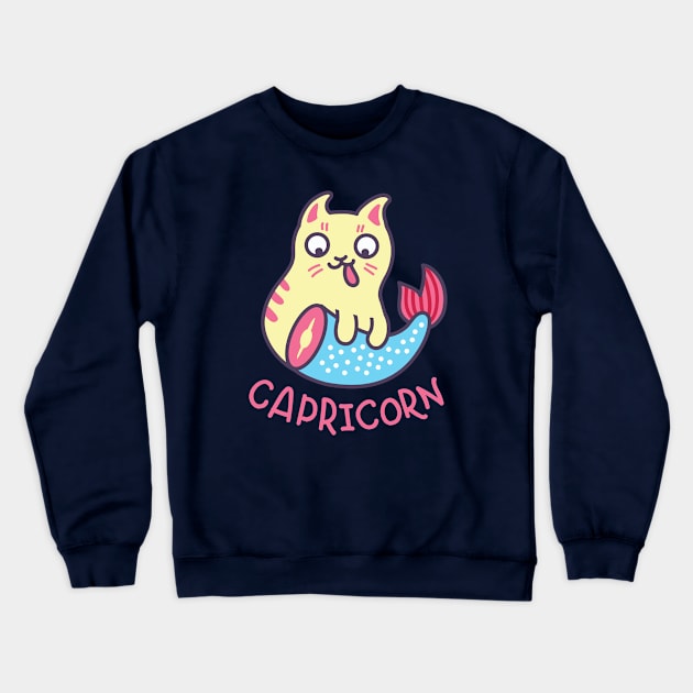 Funny Capricorn Cat Horoscope Tshirt - Astrology and Zodiac Gift Ideas! Crewneck Sweatshirt by BansheeApps